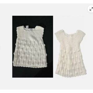 NEW Baby Gap girls ivory cream bobble knit sweater jumper dress crocheted 18-24